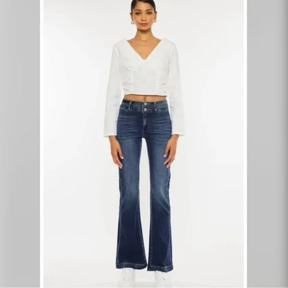 KanCan Double Button Flare Jean - Picture 6 of 7